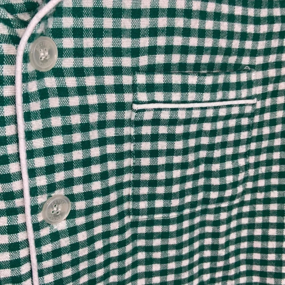 Petite Plume Green Gingham Classic Flannel Pajama Shirt size 10
